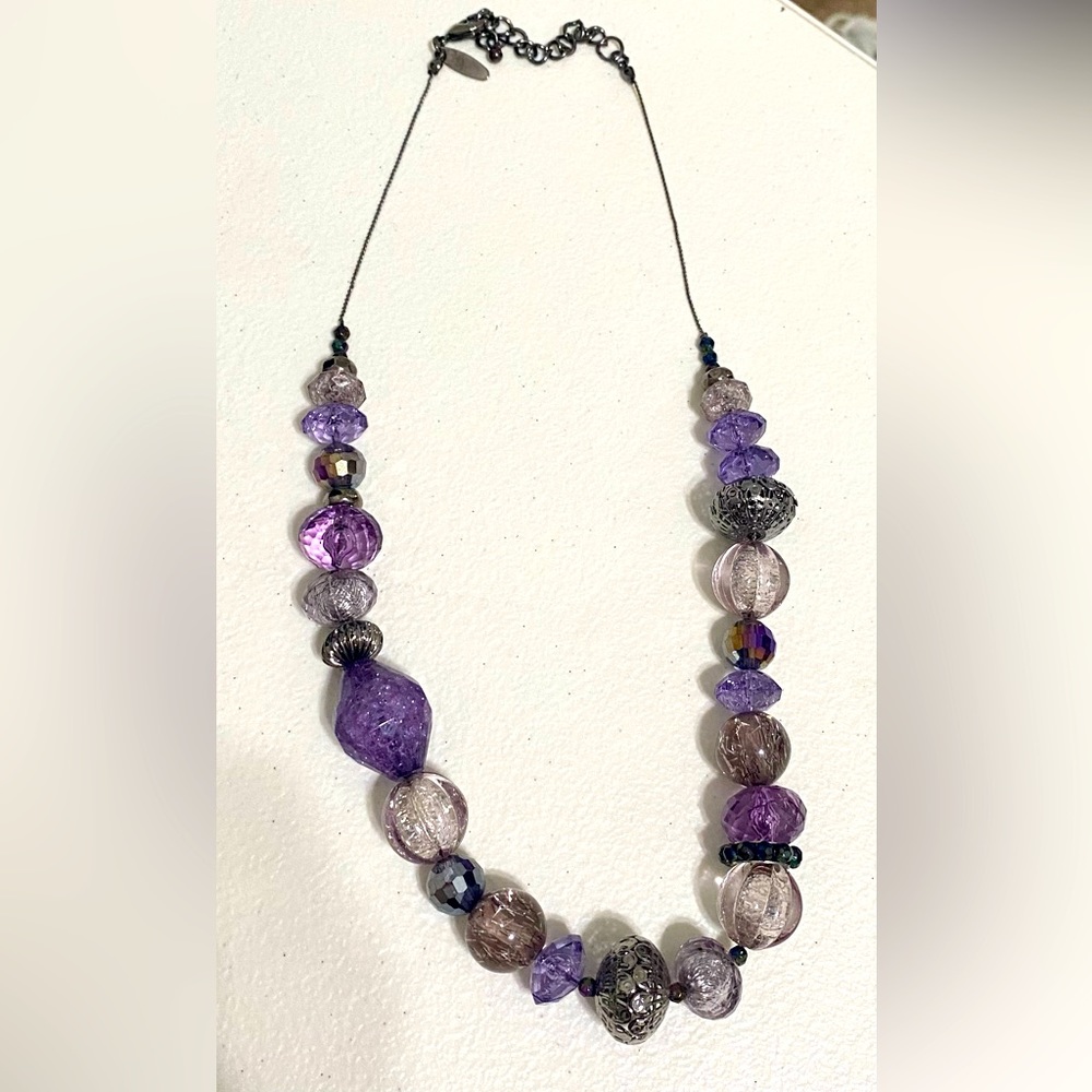 Necklace - shades of purple. Multiple sized beads.  Great Condition.